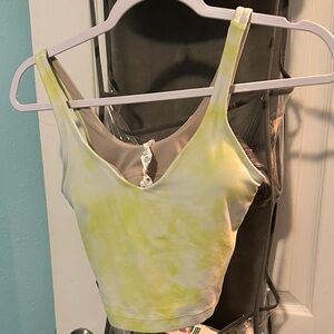 Lululemon Athletica Yellow Tie-Dye V-Neck Bra